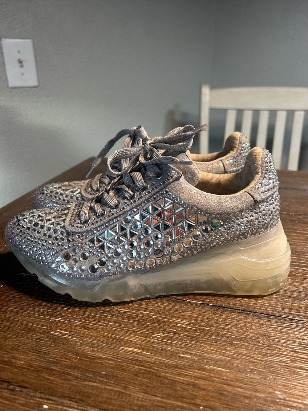 Steve Madden Leather Carissa rhinestone platform sneakers size 7 - Picture 4 of 10